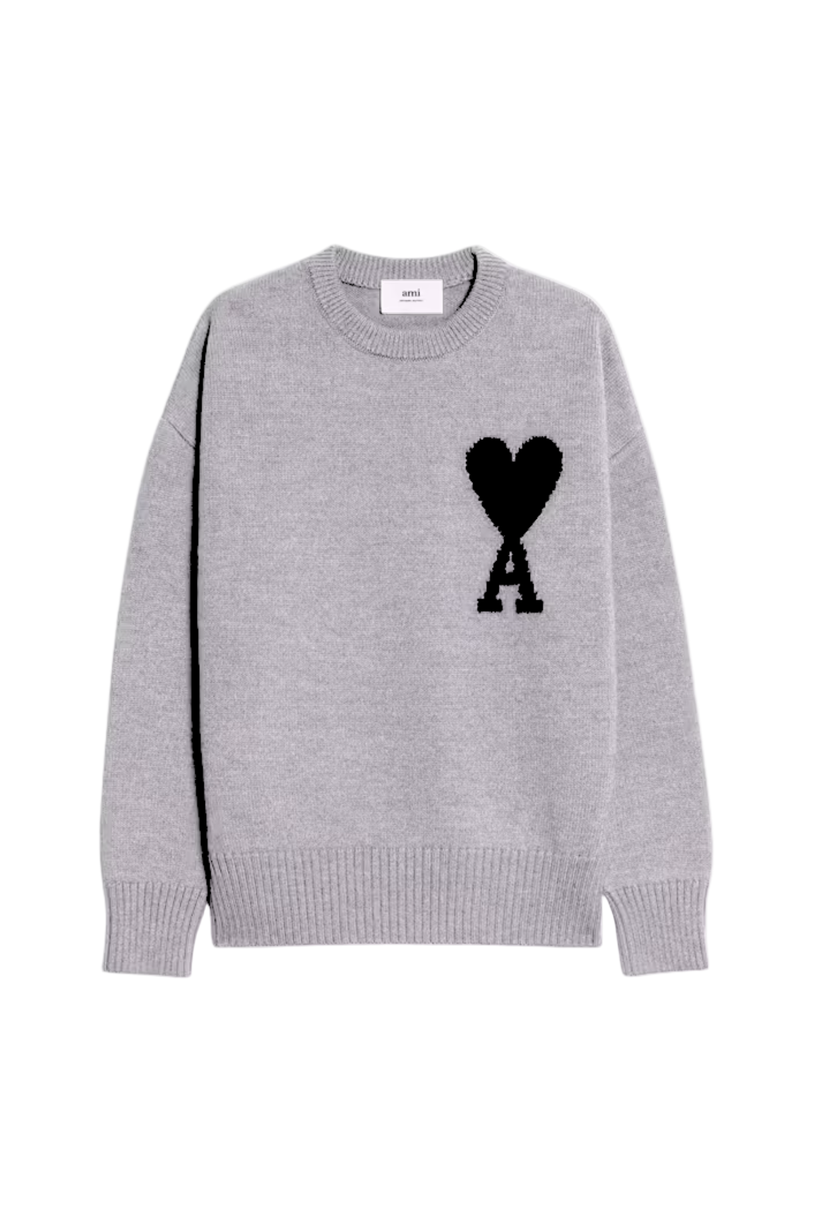 Ami Paris светр з монограмою Ami de Coeur сірий