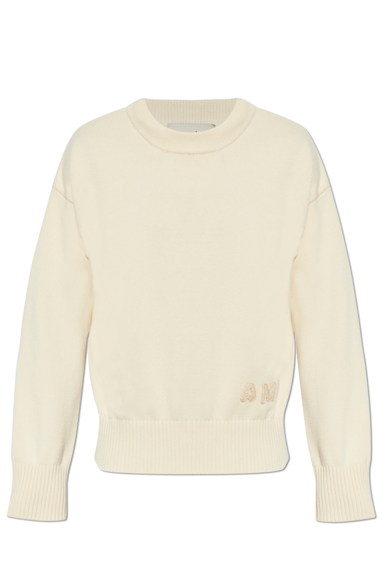 Ami Alexandre Mattiussi cream Sweater with embroidered logo HKS163 KN0063-136