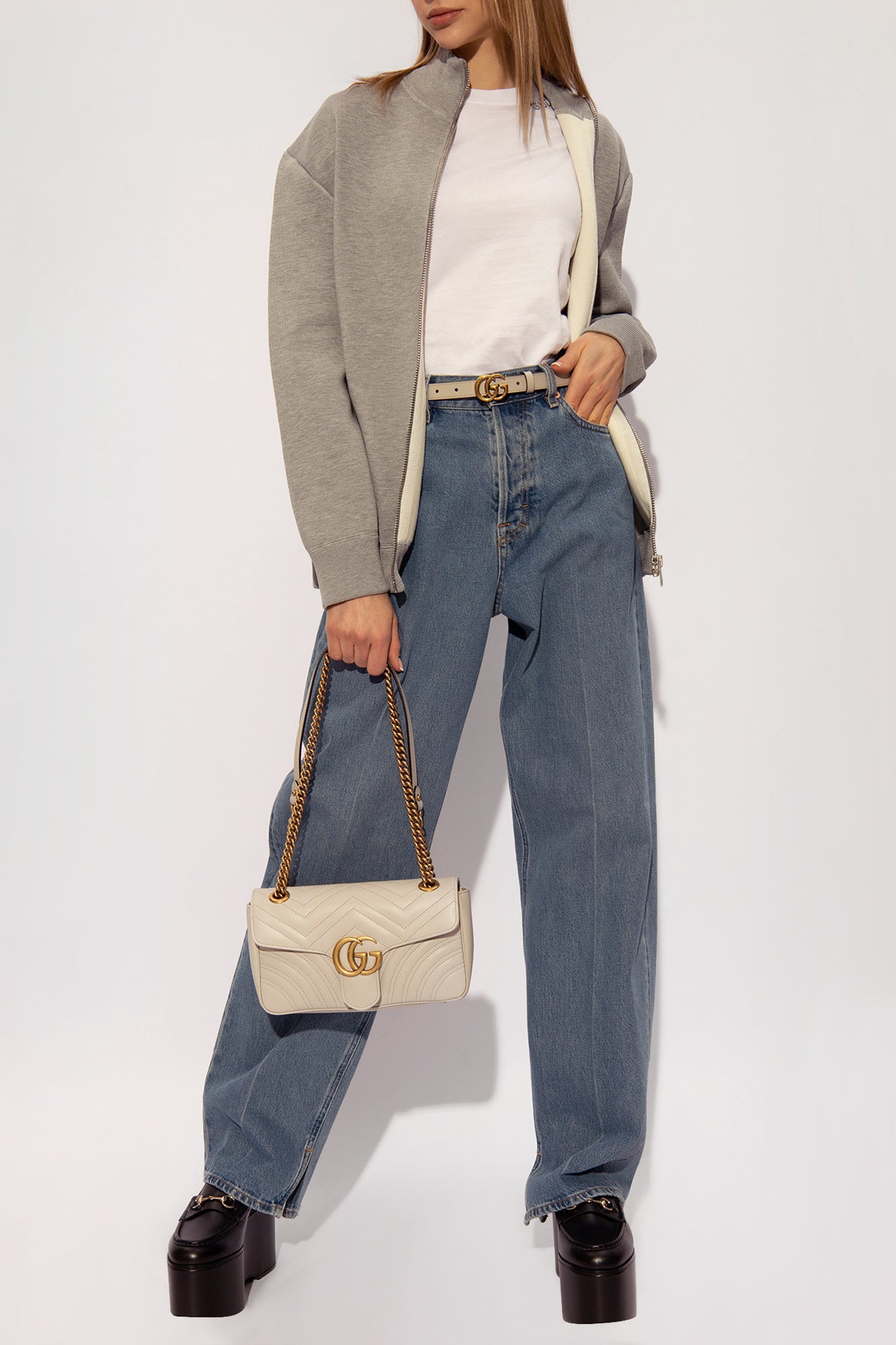 Gucci GREY Sweatshirt with a stand-up collar 784026 XKD4B-1264