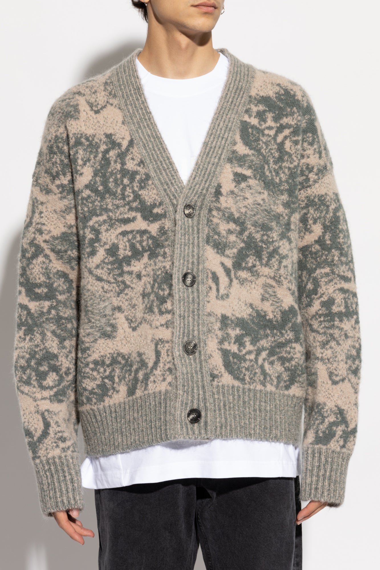 Ami Alexandre Mattiussi GREY Patterned Cardigan UKC048 KN0060-2024