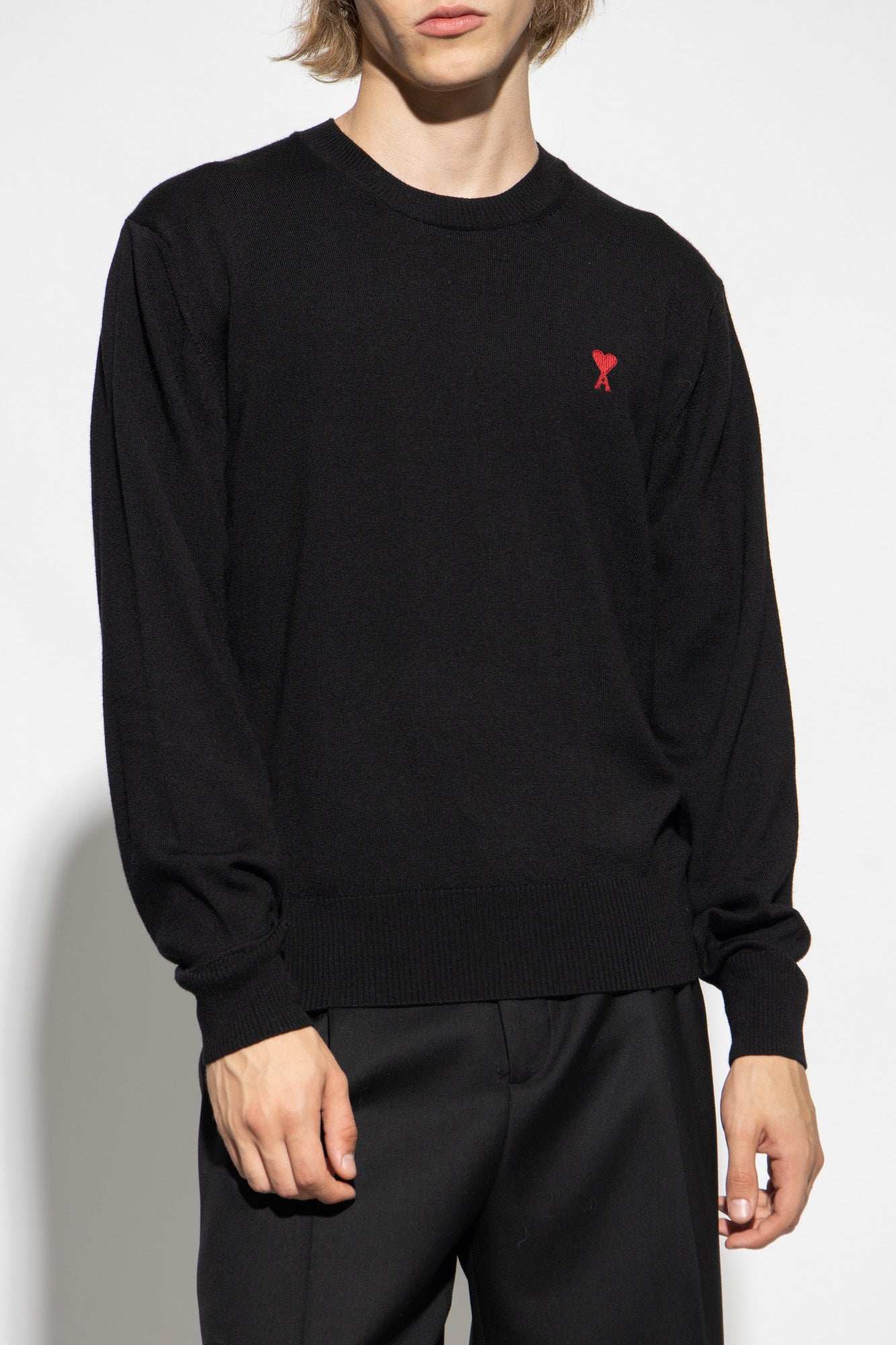 Ami Alexandre Mattiussi BLACK Wool sweater with logo BFHKS111 KN0025-001