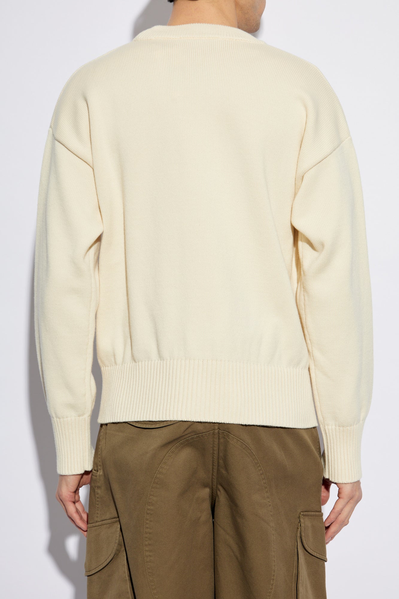 Ami Alexandre Mattiussi cream Sweater with embroidered logo HKS163 KN0063-136