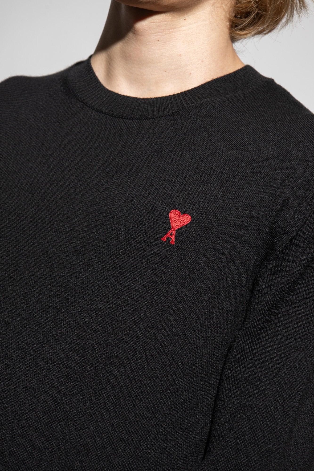 Ami Alexandre Mattiussi BLACK Wool sweater with logo BFHKS111 KN0025-001