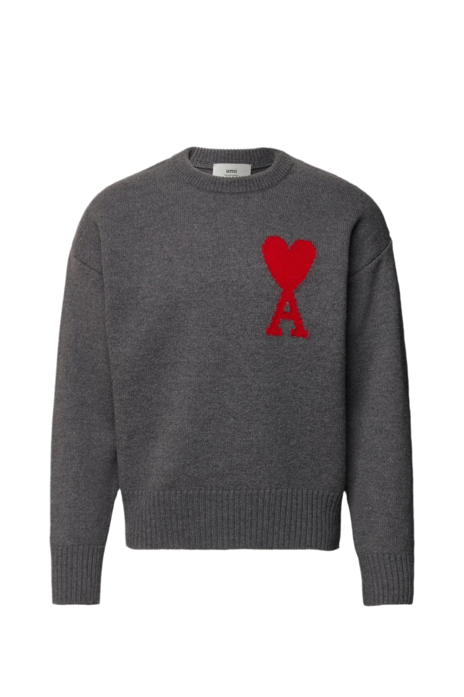 Ami Paris светр з монограмою Ami de Coeur сірий