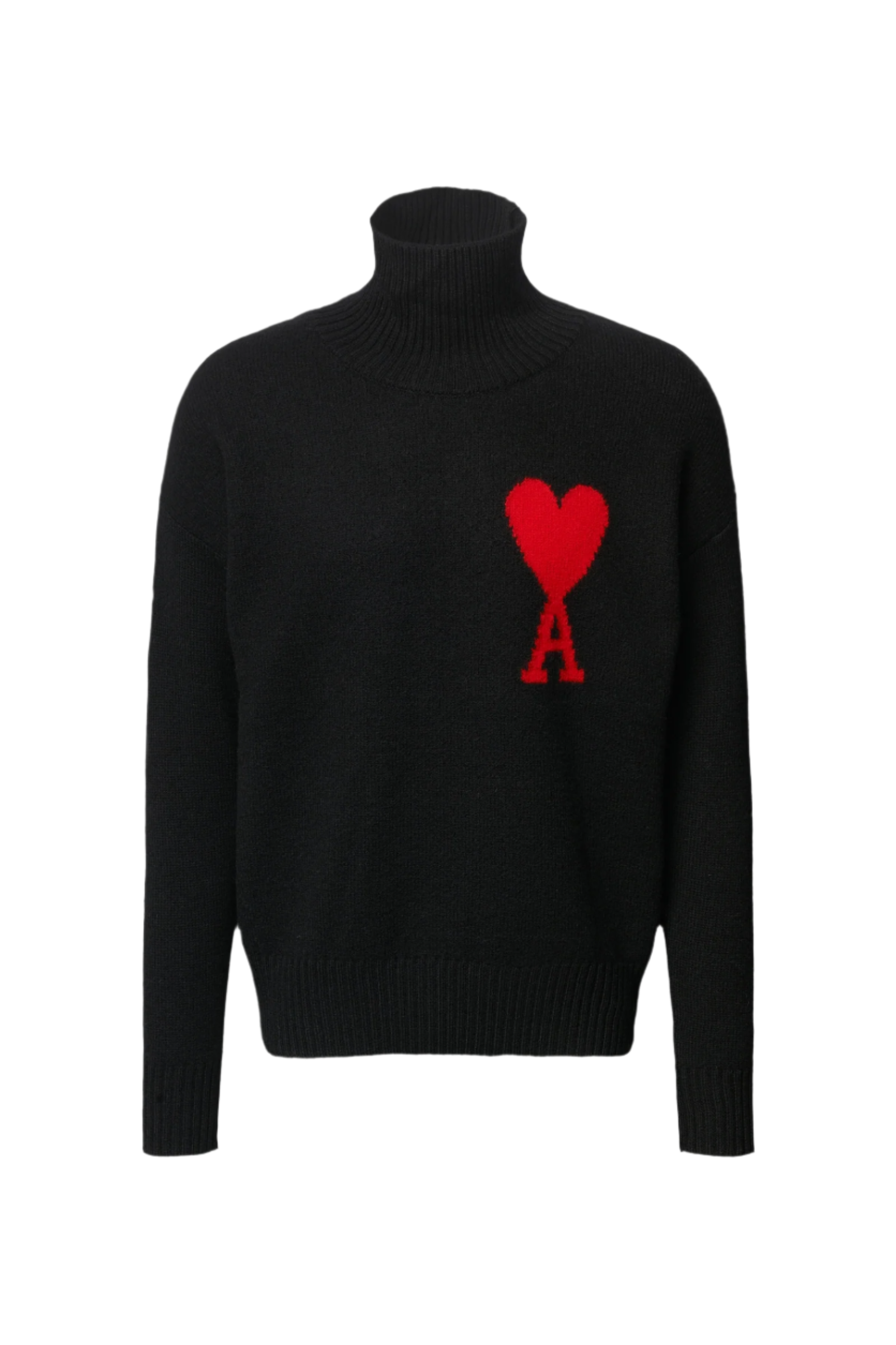 Ami Paris светр з високим горлом і монограмою Ami de Coeur чорний