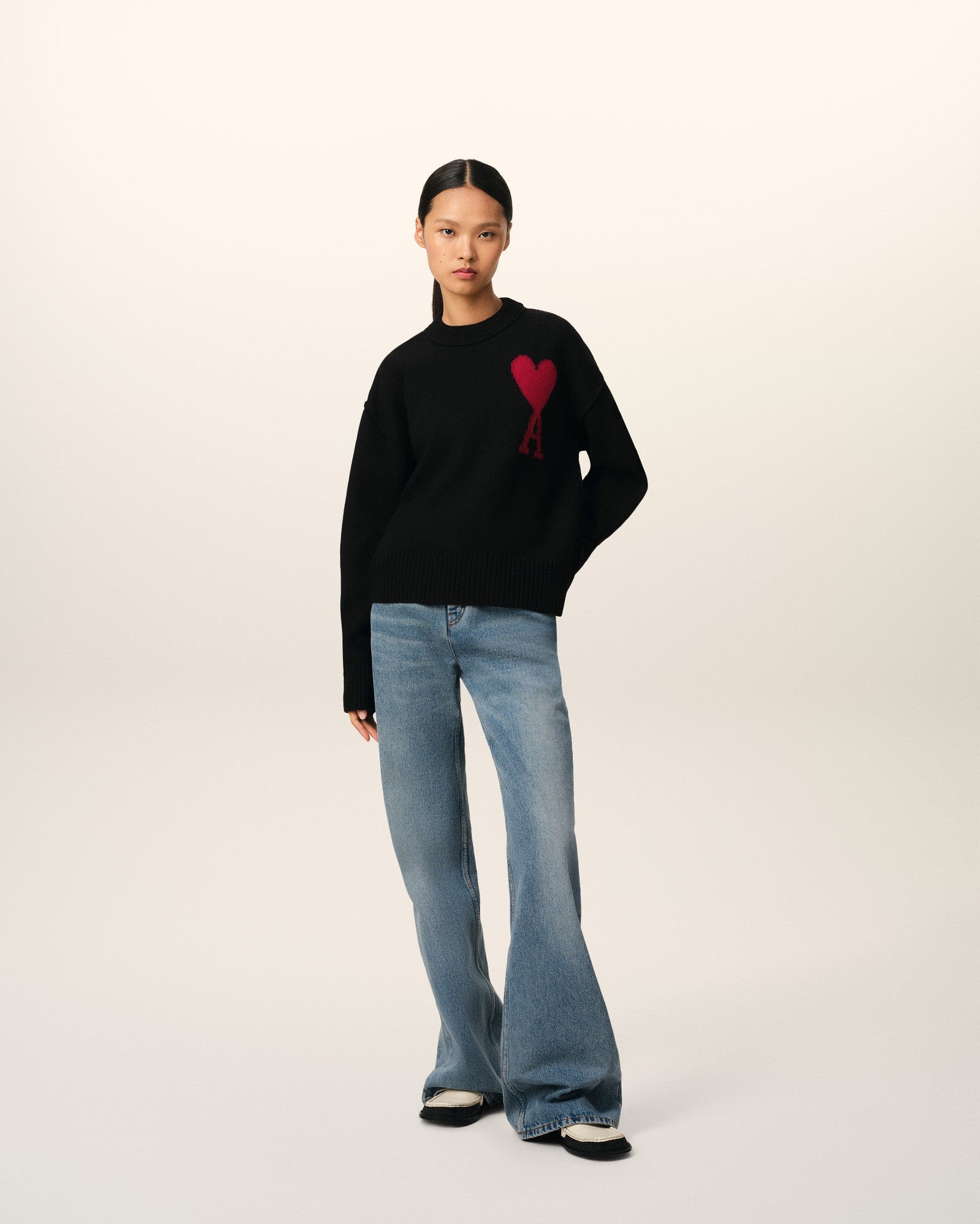 Ami Paris Black Sweater with logo 02763641
