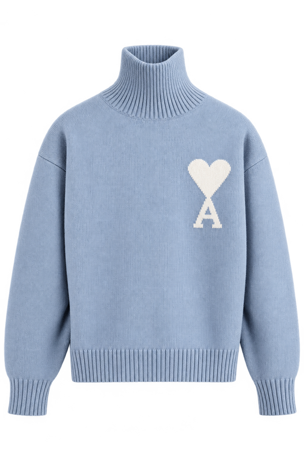 Ami Paris Светр з логотипом Ami De Coeur блакитний