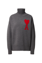 Ami Paris светр з високим горлом і монограмою Ami de Coeur сірий