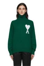 Ami Paris светр з високим горлом і монограмою Ami de Coeur зелений