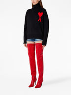 Ami Paris светр з високим горлом і монограмою Ami de Coeur чорний