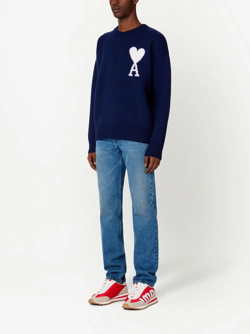 Ami Paris Navy Sweater with logo 02763644