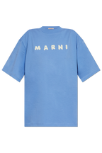 Marni BLUE T-shirt with printed logo THJET49P13 USCX42-SLB26