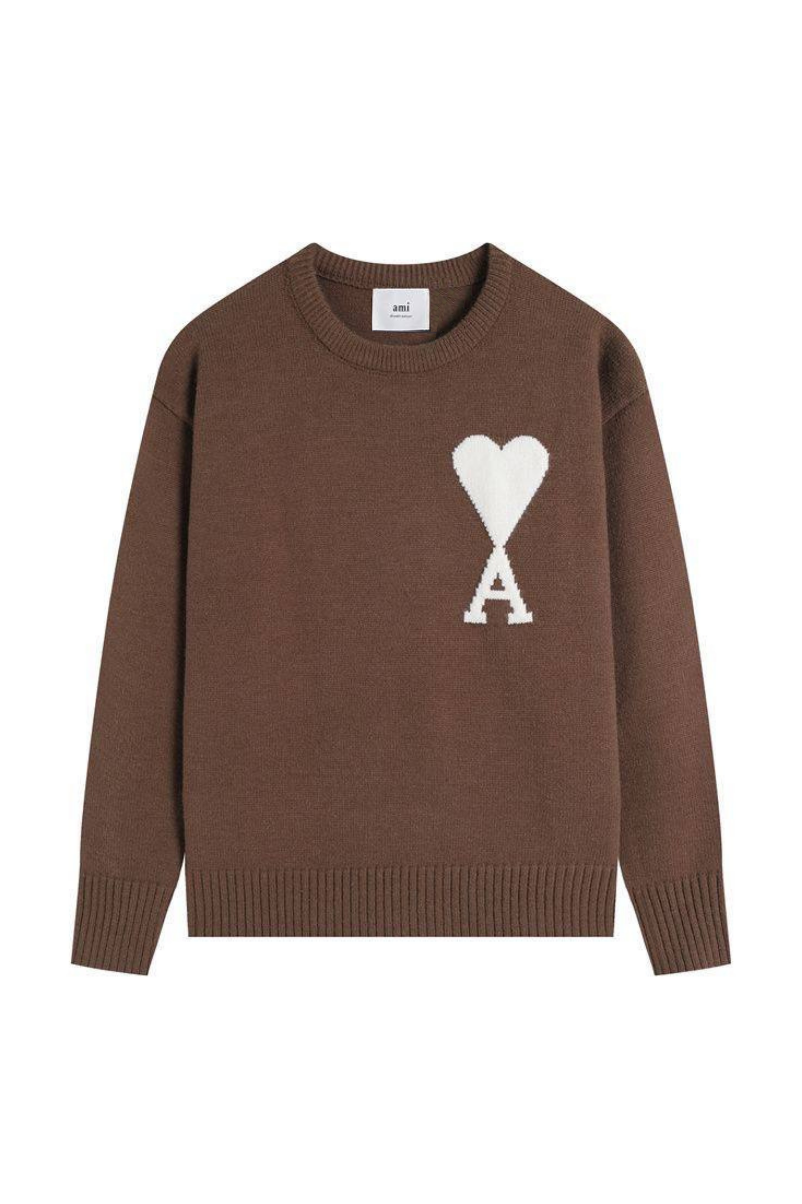 Ami Paris Brown Sweater with logo 02763636