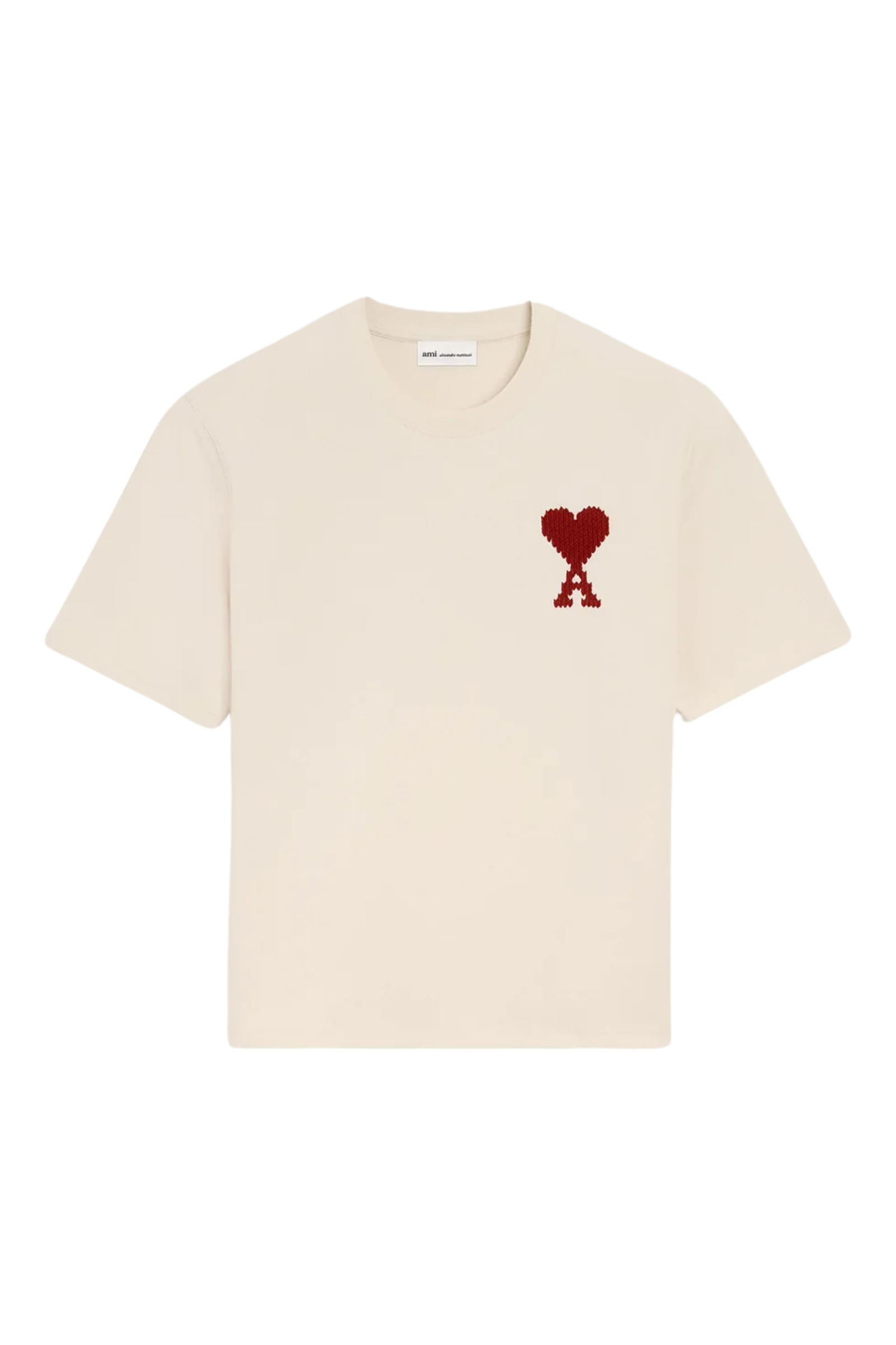 Ami Paris Short Sleeve T-shirt Logo Beige | Auction
