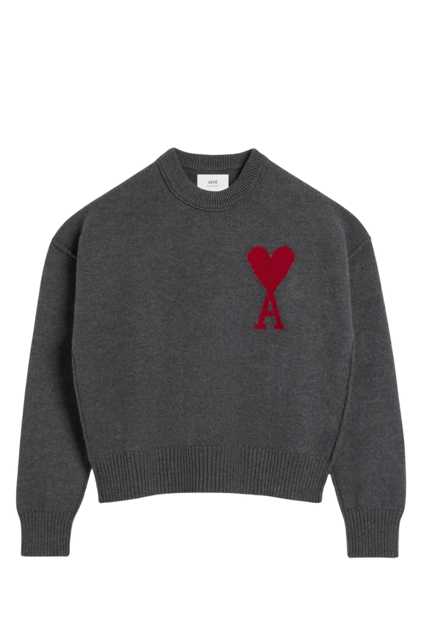 Ami Paris Gray Sweater with logo 02763642