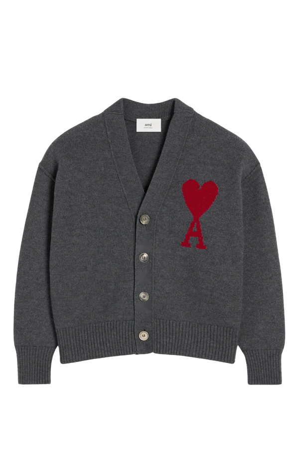 Ami Paris Gray Cardigan with logo 03863601