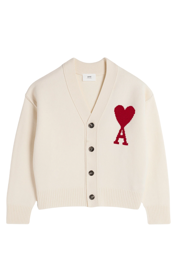 Ami Paris Beige Cardigan with logo 03863602