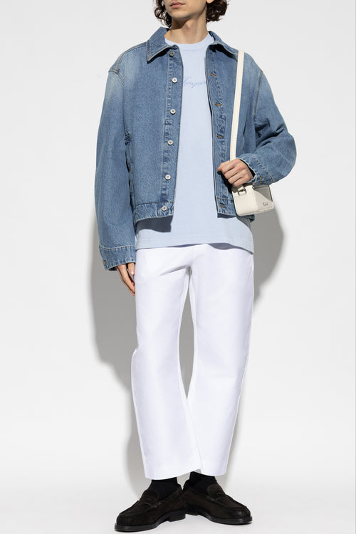 Jacquemus light blue T-shirt with embroidered logo