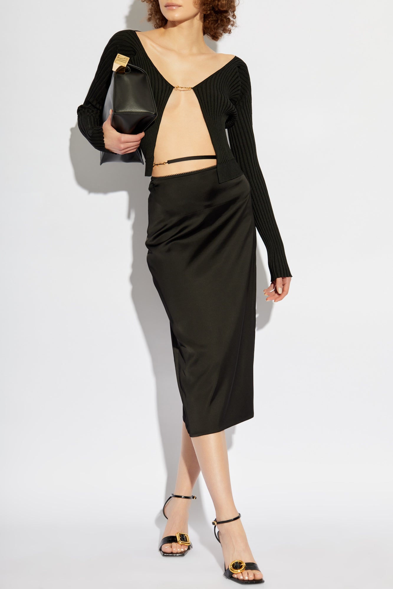 Jacquemus BLACK ‘Pralu’ ribbed top with logo 223KN500 2190-990