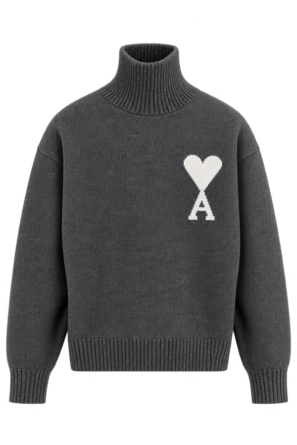 Ami Paris Светр з логотипом Ami De Coeur сірий