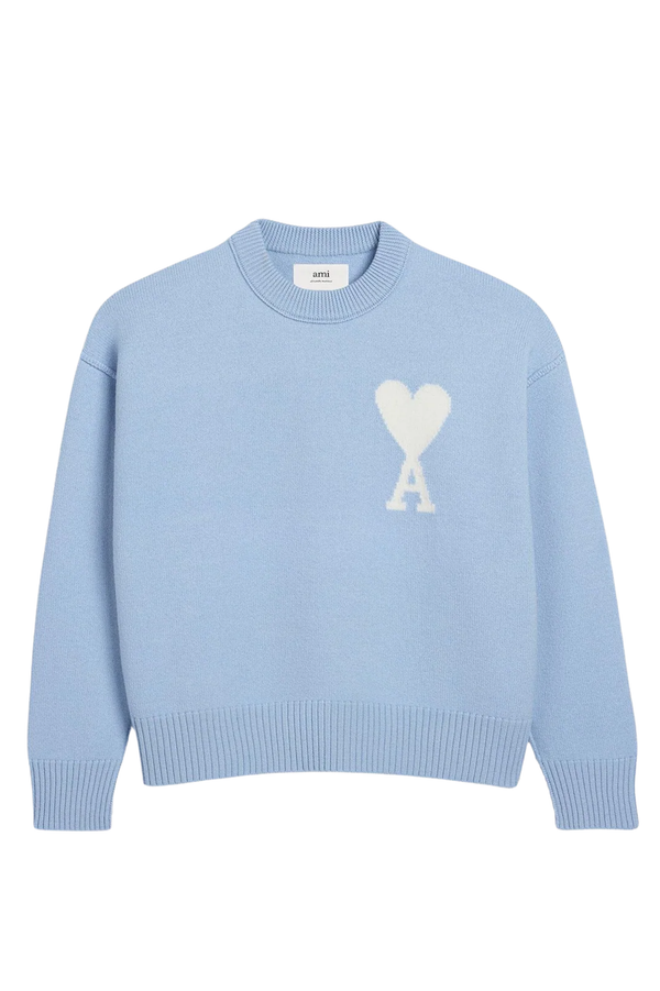 Ami Paris Blue Sweater with logo 02763646