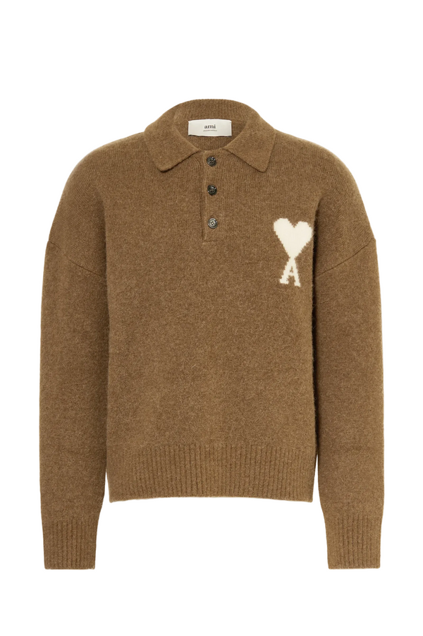 Ami Paris Braun Sweater Polo with logo 0276891