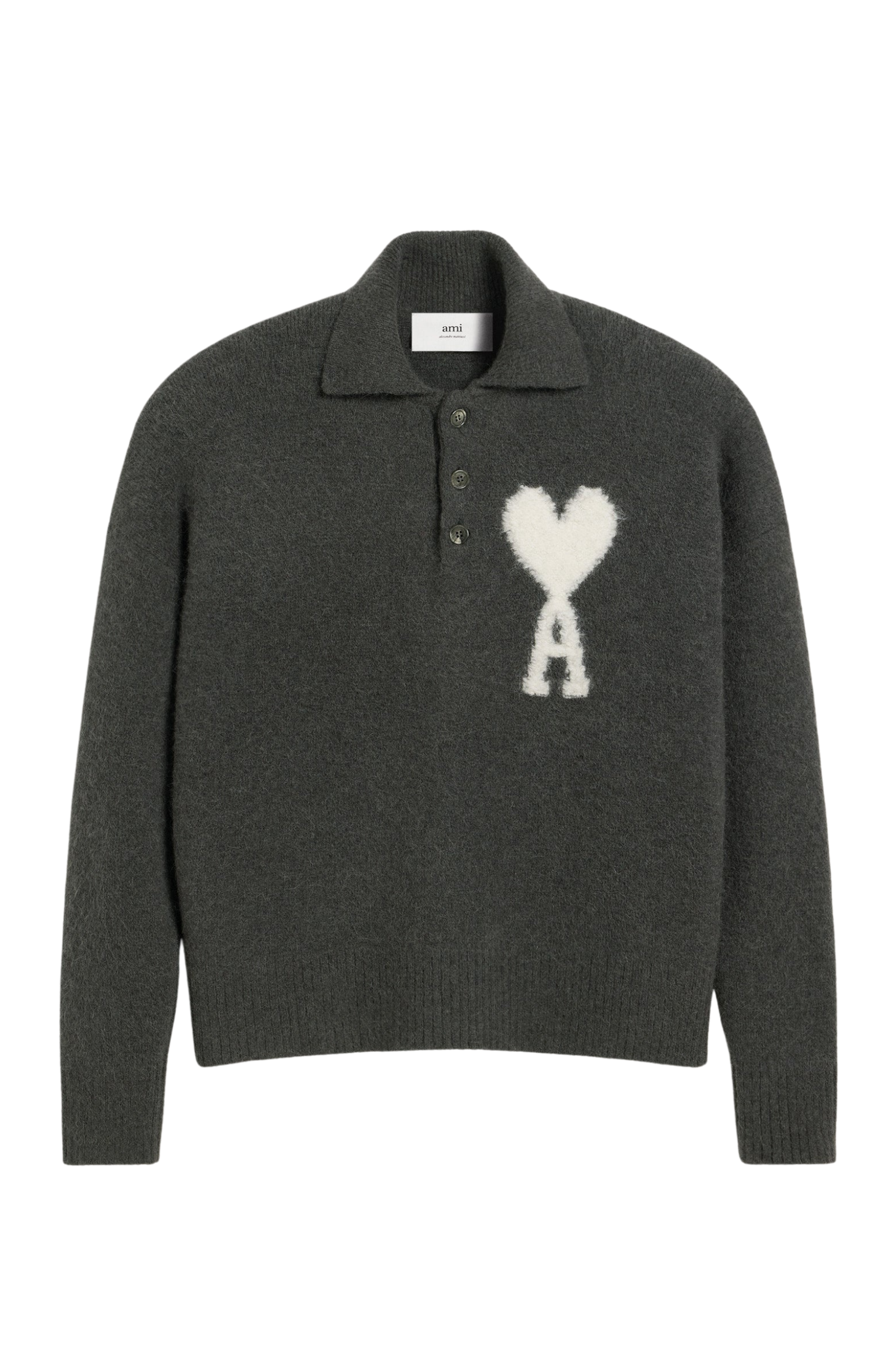 Ami Paris Grey Sweater Polo with Off White logo 0276893