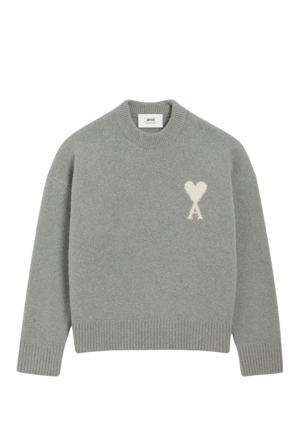 Ami Paris Grey Sweater with logo 02763648