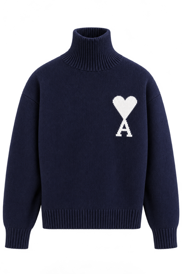 Ami Paris Светр з логотипом Ami De Coeur синій