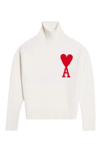Ami Paris светр з високим горлом і монограмою Ami de Coeur білий