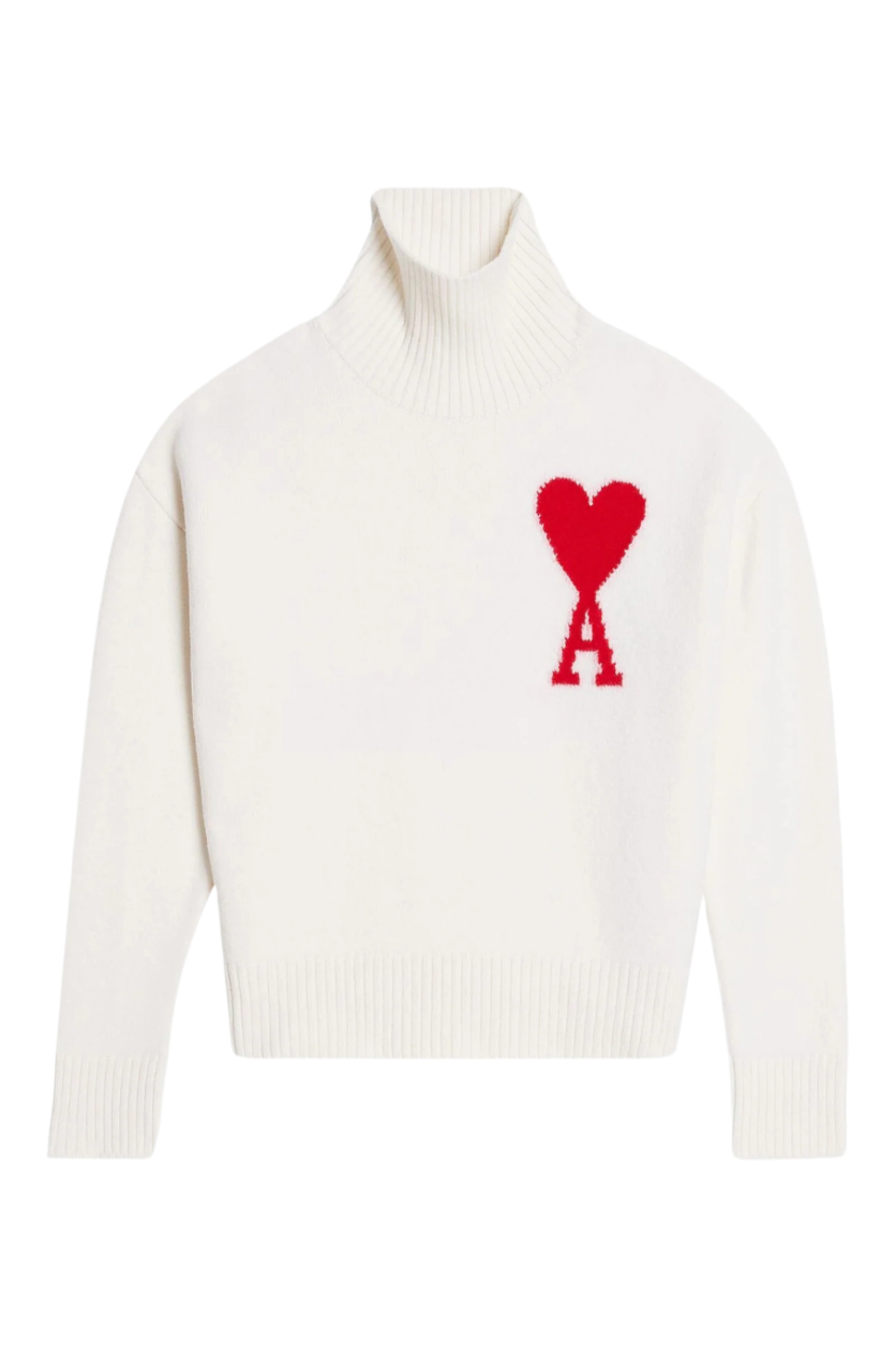 Ami Paris светр з високим горлом і монограмою Ami de Coeur білий