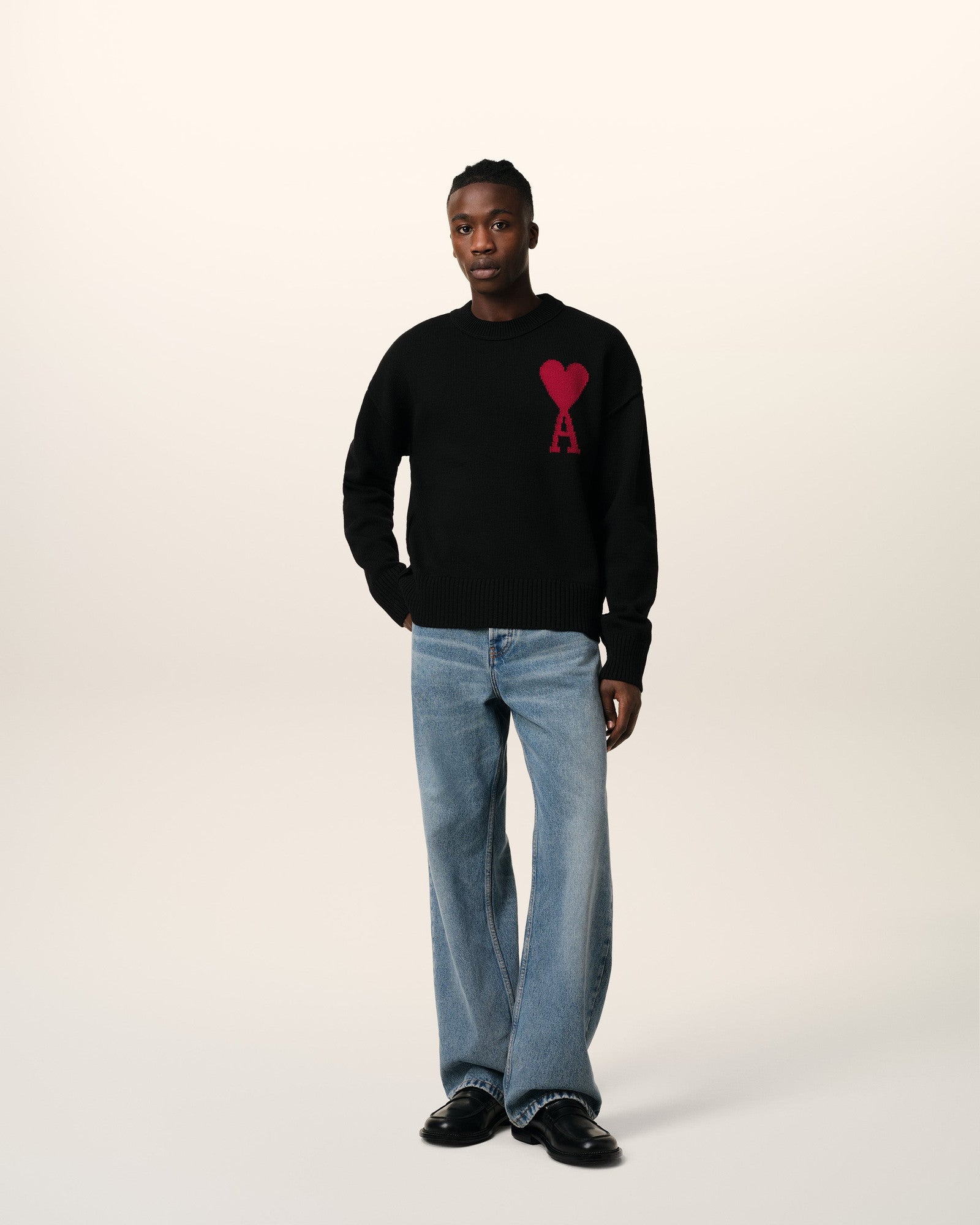 Ami Paris Black Sweater with logo 02763641