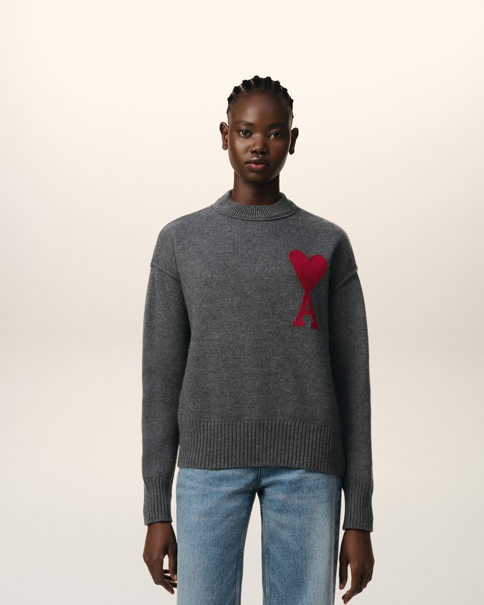 Ami Paris Gray Sweater with logo 02763642