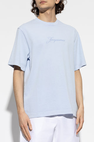 Jacquemus light blue T-shirt with embroidered logo