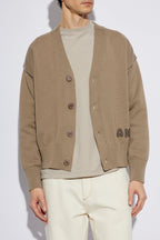 Ami Alexandre Mattiussi beige Cardigan with embroidered logo HKC163 KN0063-0952