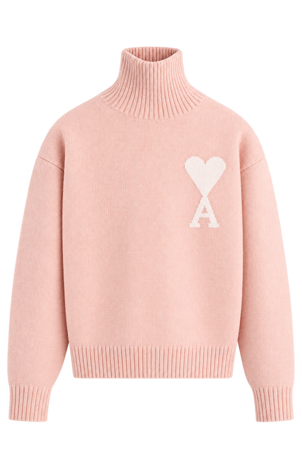 Ami Paris Светр з логотипом Ami De Coeur рожевий