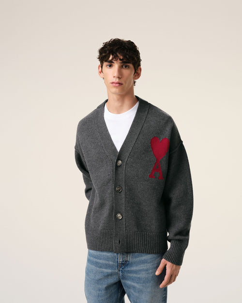 Ami Paris Gray Cardigan with logo 03863601