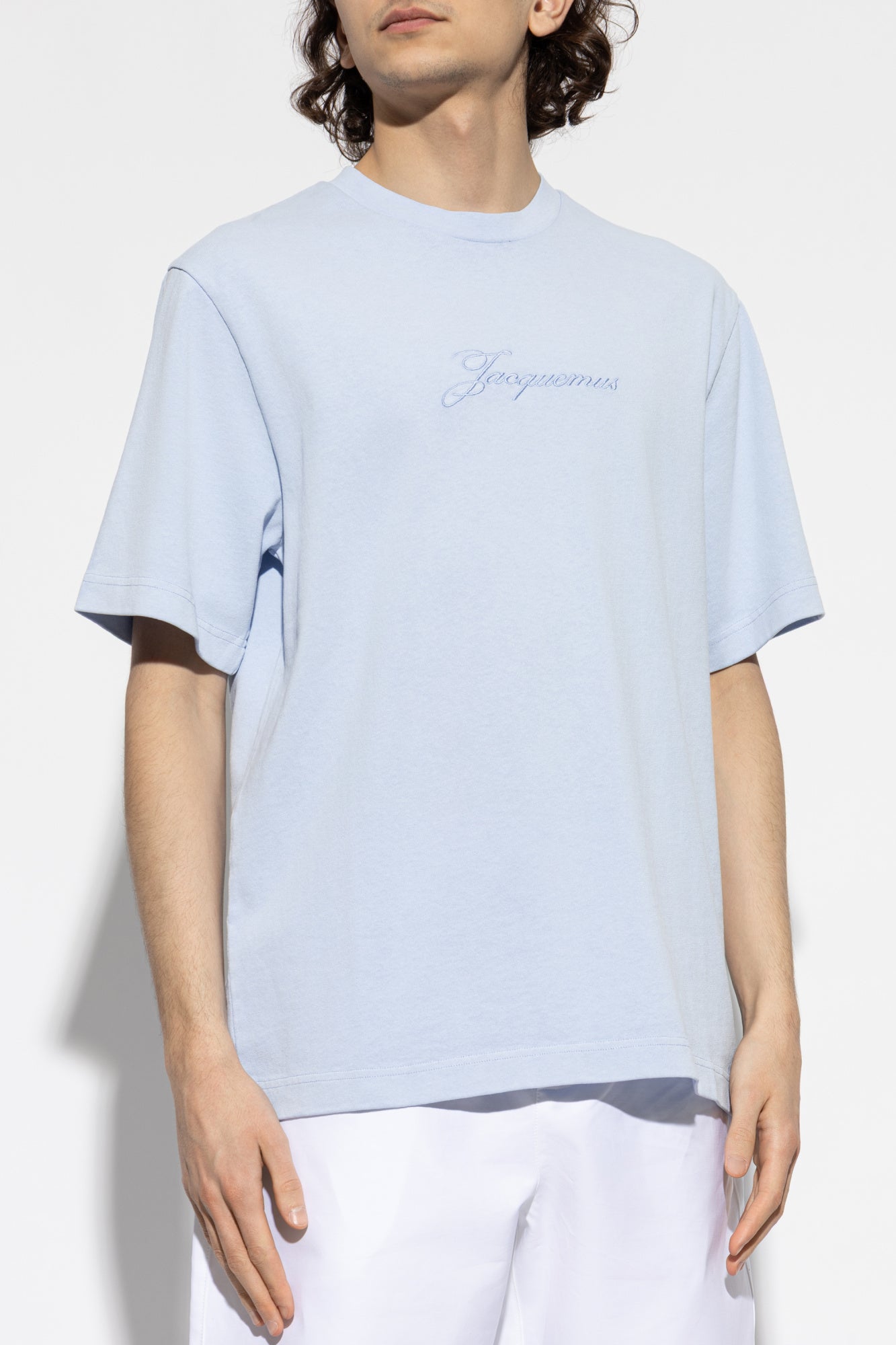 Jacquemus light blue T-shirt with embroidered logo