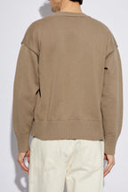 Ami Alexandre Mattiussi beige Cardigan with embroidered logo HKC163 KN0063-0952
