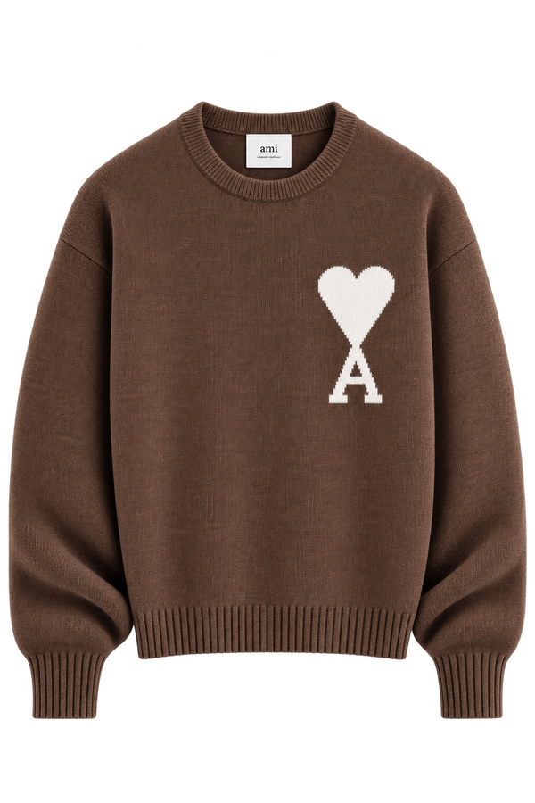 Ami Paris Светр з логотипом Ami De Coeur коричневий