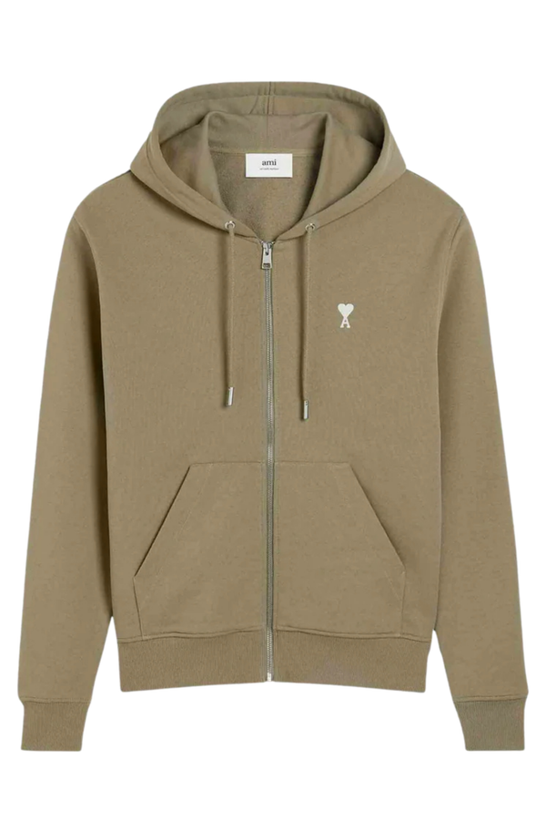 Ami Paris Green Zip Hoodie Ami De Coeur HSW260-730-375