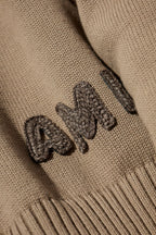 Ami Alexandre Mattiussi beige Cardigan with embroidered logo HKC163 KN0063-0952