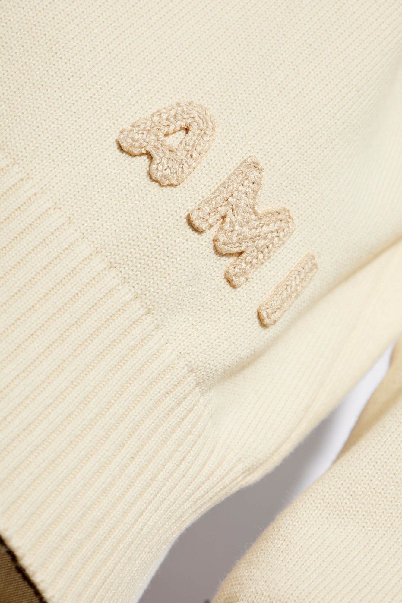 Ami Alexandre Mattiussi cream Sweater with embroidered logo HKS163 KN0063-136