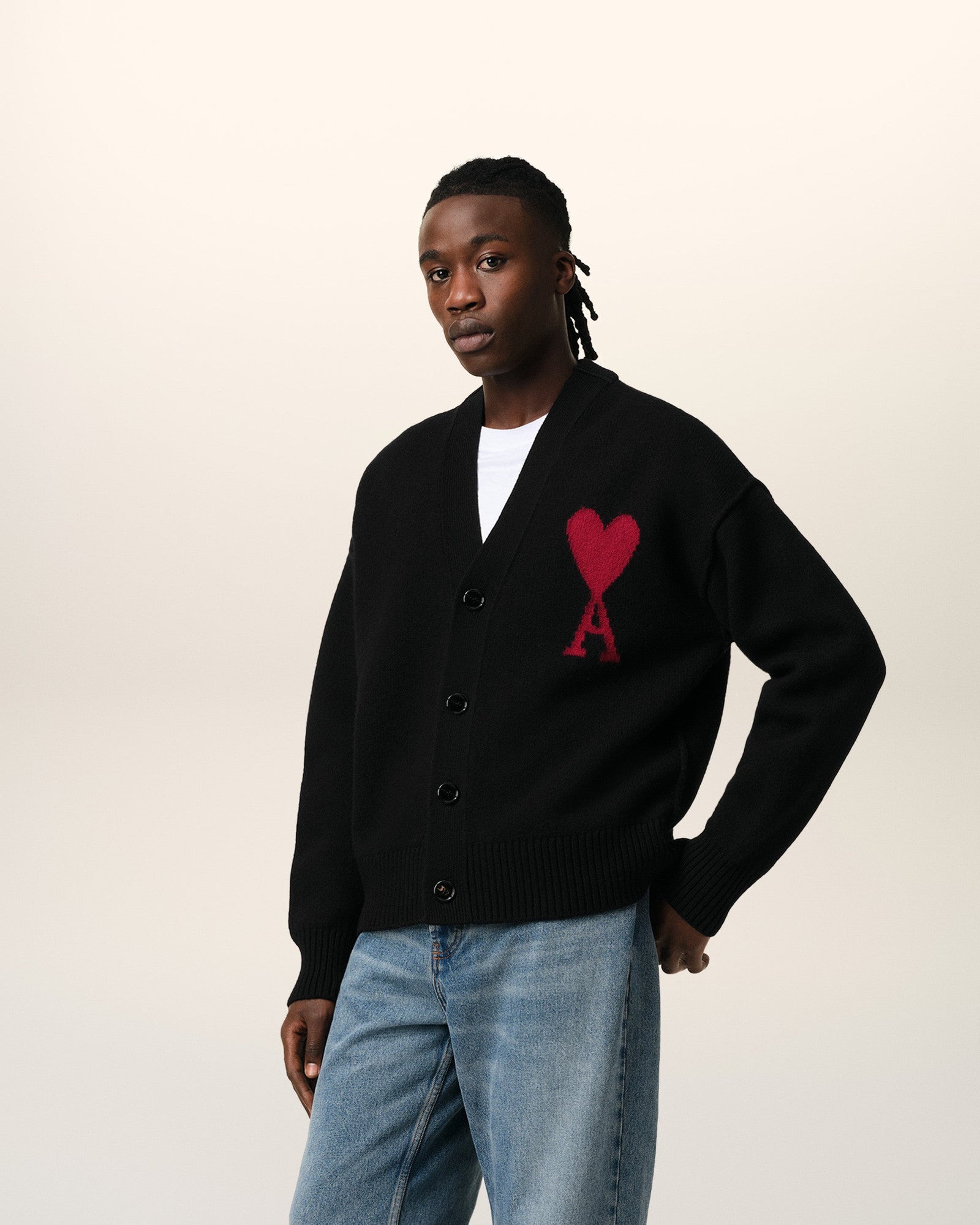 Ami Paris Black Cardigan with logo 03863600