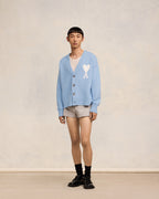 Ami Paris Кардиган з монограмою Ami De Coeur блакитний