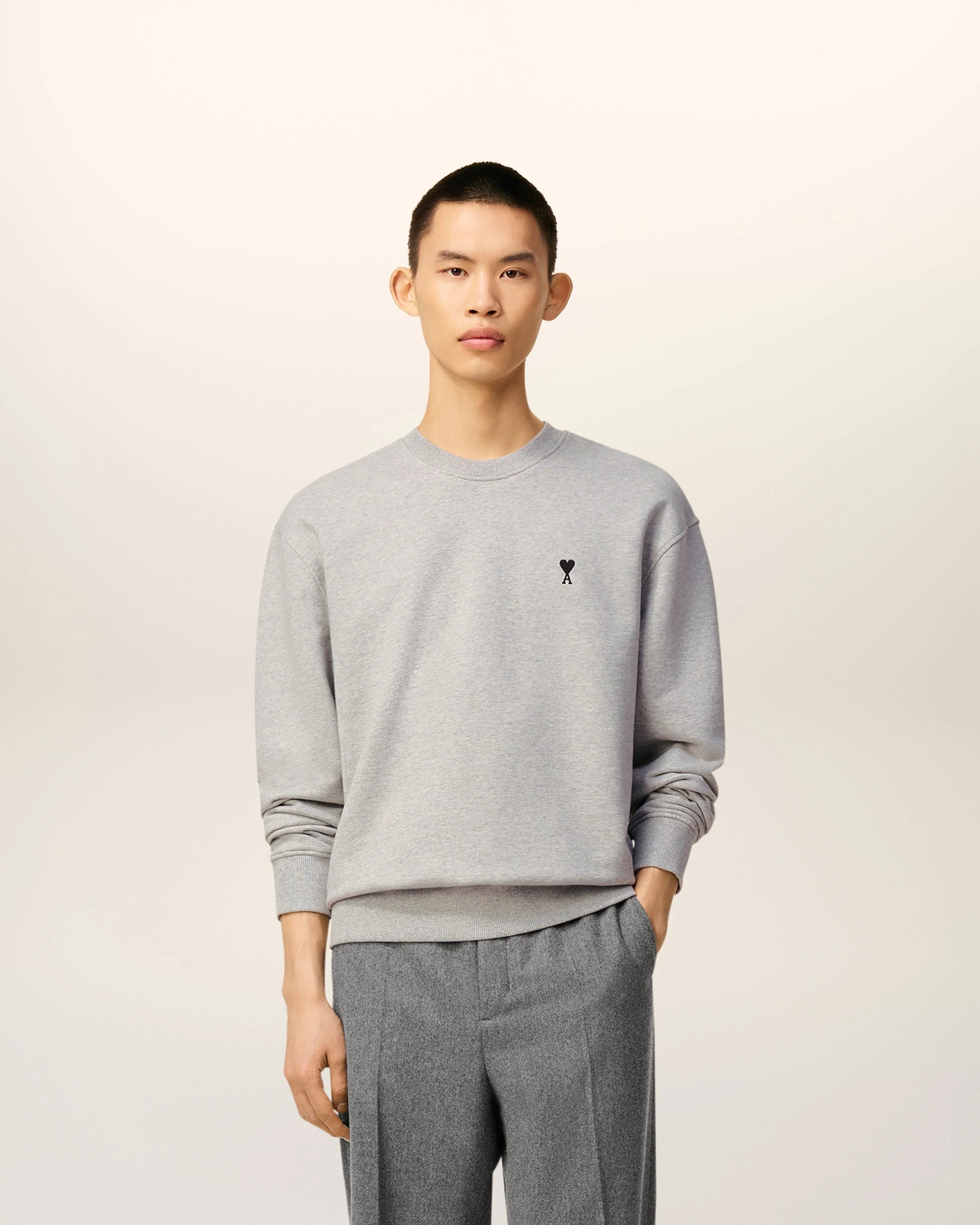 Ami Paris Gray Sweatshirt with logo 05963750