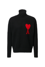 Ami Paris светр з високим горлом і монограмою Ami de Coeur чорний