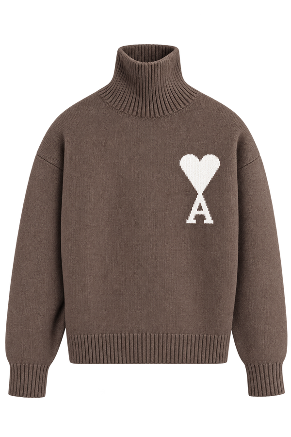 Ami Paris Светр з логотипом Ami De Coeur коричневий