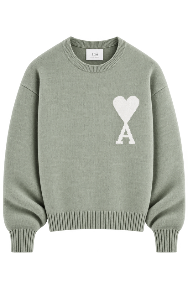Ami Paris Светр з логотипом Ami De Coeur зелений