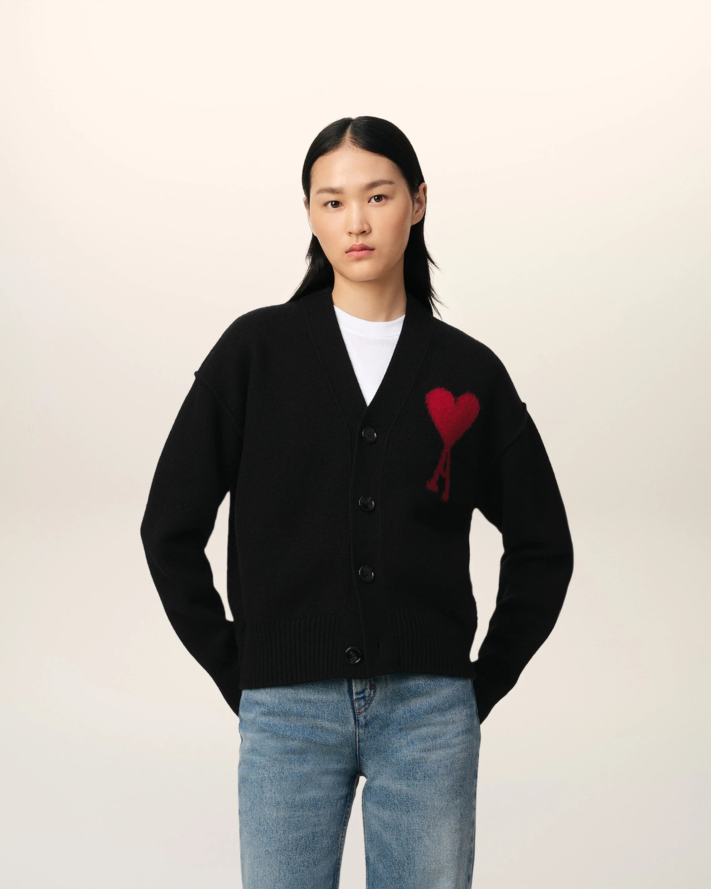 Ami Paris Black Cardigan with logo 03863600